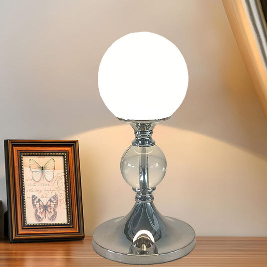 Contemporary Moon Globe Table Lamp – 1-Light Iron, Plastic & Glass Design for Bedroom