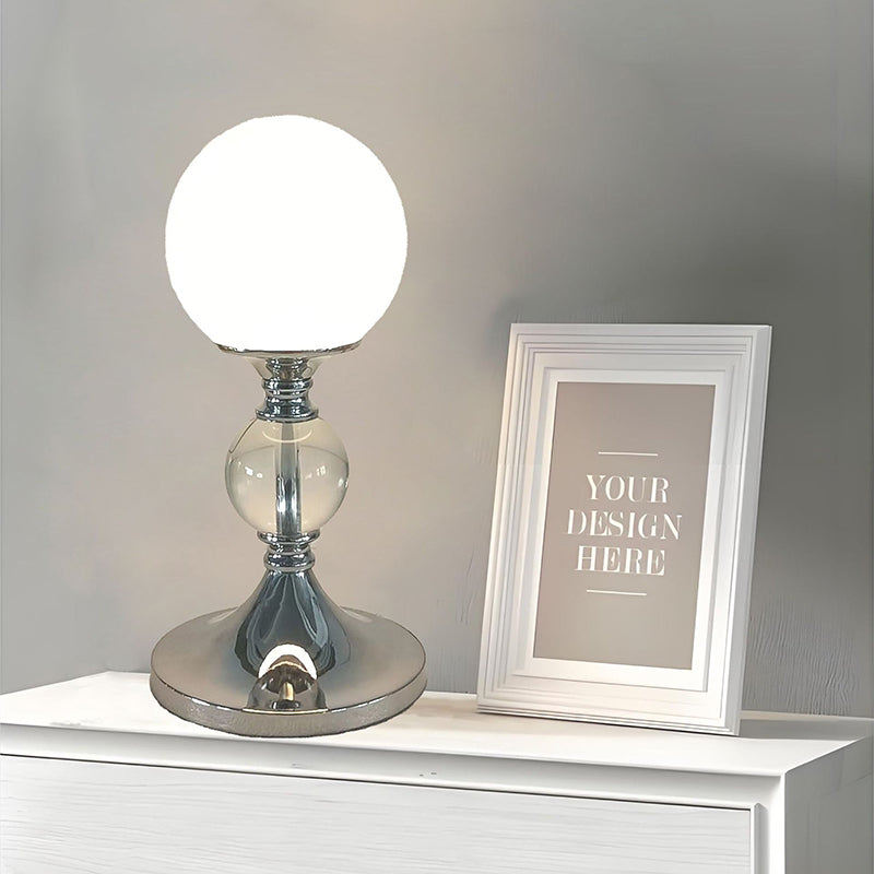 Contemporary Moon Globe Table Lamp – 1-Light Iron, Plastic & Glass Design for Bedroom