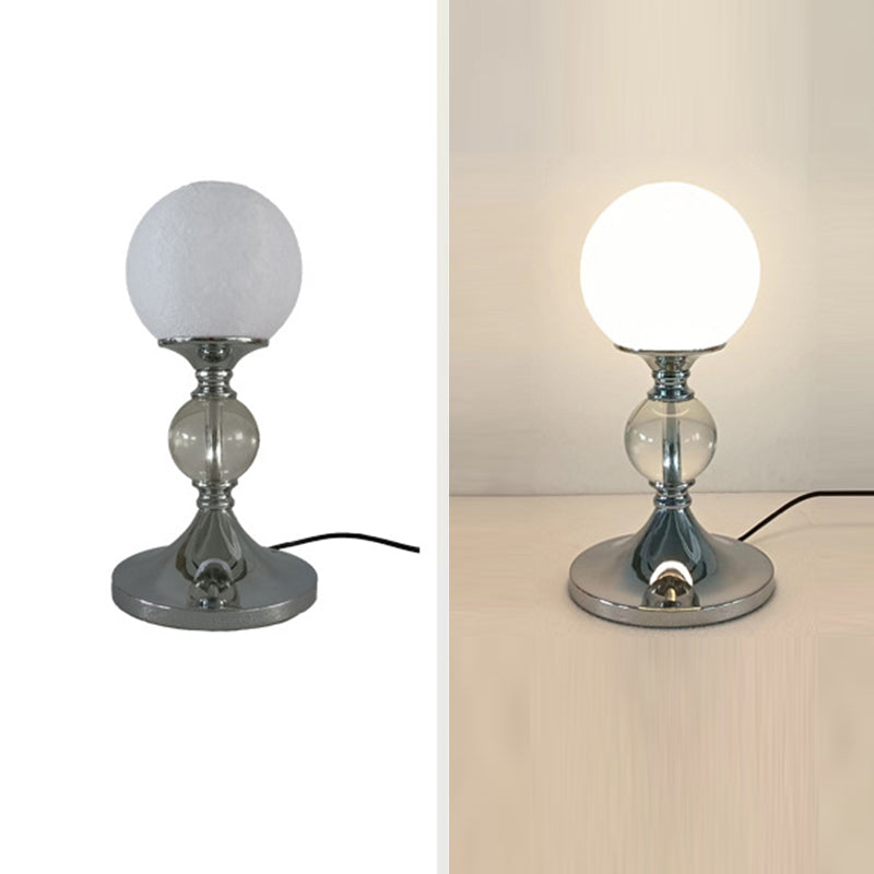 Contemporary Moon Globe Table Lamp – 1-Light Iron, Plastic & Glass Design for Bedroom