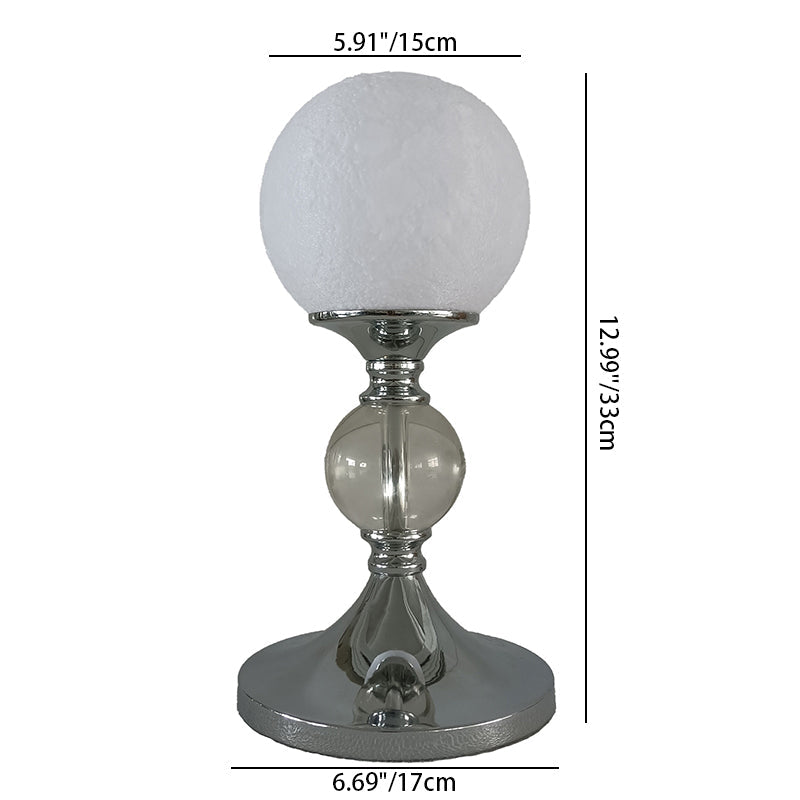 Contemporary Moon Globe Table Lamp – 1-Light Iron, Plastic & Glass Design for Bedroom