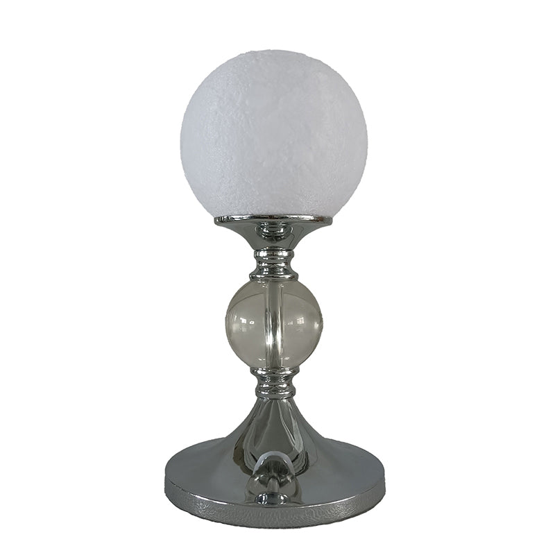 Contemporary Moon Globe Table Lamp – 1-Light Iron, Plastic & Glass Design for Bedroom