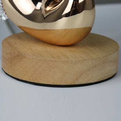 Peacock LED Table Lamp – Nordic Style Wooden Base with Metal & Acrylic Shade for Bedroom