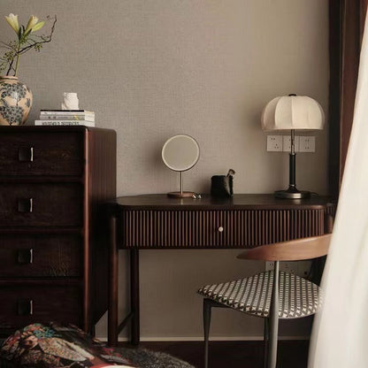 French Dome Table Lamp – 1-Light Ash Wood & Metal Base with Fabric Shade for Bedroom