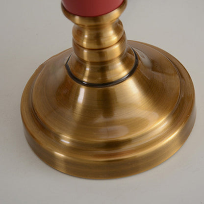 Contemporary Nordic Table Lamp – 1-Light Copper & Ceramic with Tapered Fabric Shade for Bedroom