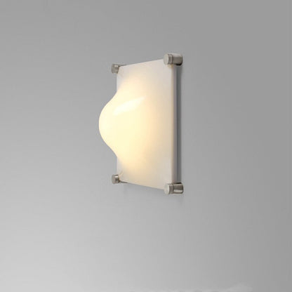 Modern LED Wall Sconce – Square Iron & Acrylic Lamp with Raised Center for Bedroom