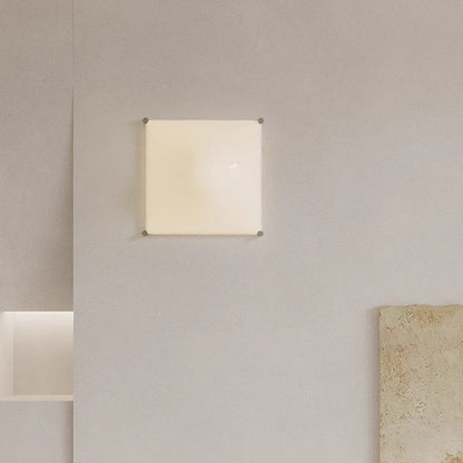 Modern LED Wall Sconce – Square Iron & Acrylic Lamp with Raised Center for Bedroom