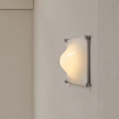 Modern LED Wall Sconce – Square Iron & Acrylic Lamp with Raised Center for Bedroom