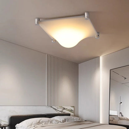 Modern LED Wall Sconce – Square Iron & Acrylic Lamp with Raised Center for Bedroom