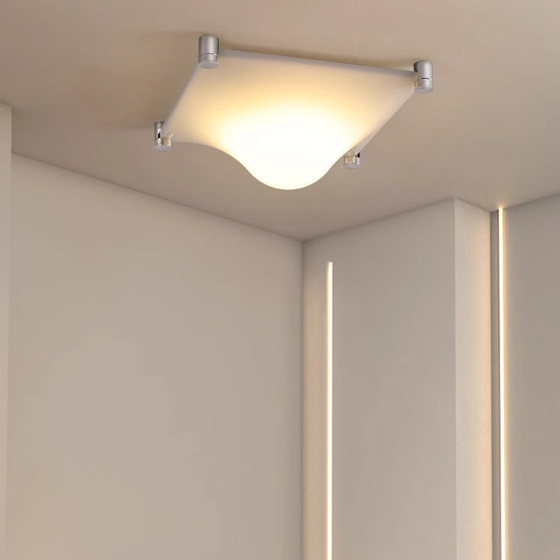 Modern LED Wall Sconce – Square Iron & Acrylic Lamp with Raised Center for Bedroom