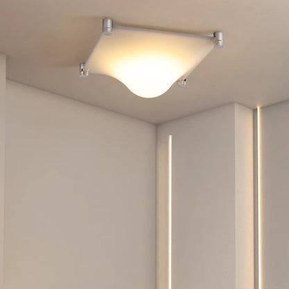 Modern LED Wall Sconce – Square Iron & Acrylic Lamp with Raised Center for Bedroom