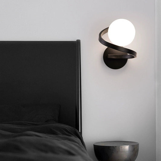 Modern Simplicity Wall Sconce – 1-Light Iron & Glass Sphere Lamp for Bedroom