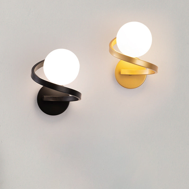 Modern Simplicity Wall Sconce – 1-Light Iron & Glass Sphere Lamp for Bedroom