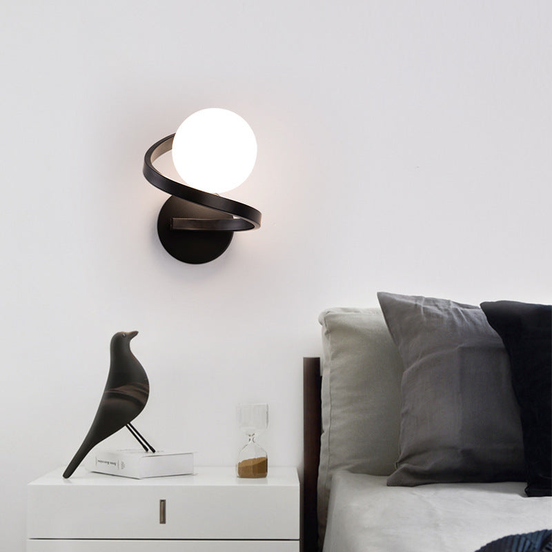 Modern Simplicity Wall Sconce – 1-Light Iron & Glass Sphere Lamp for Bedroom