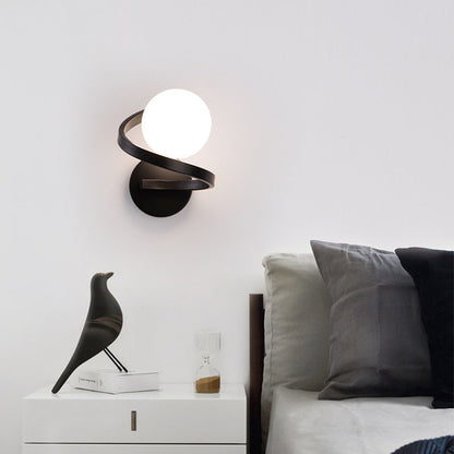 Modern Simplicity Wall Sconce – 1-Light Iron & Glass Sphere Lamp for Bedroom