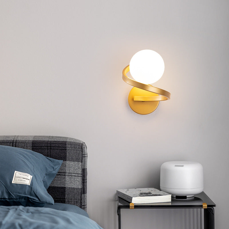 Modern Simplicity Wall Sconce – 1-Light Iron & Glass Sphere Lamp for Bedroom