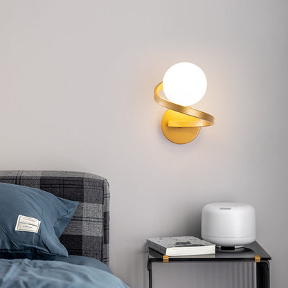 Modern Simplicity Wall Sconce – 1-Light Iron & Glass Sphere Lamp for Bedroom