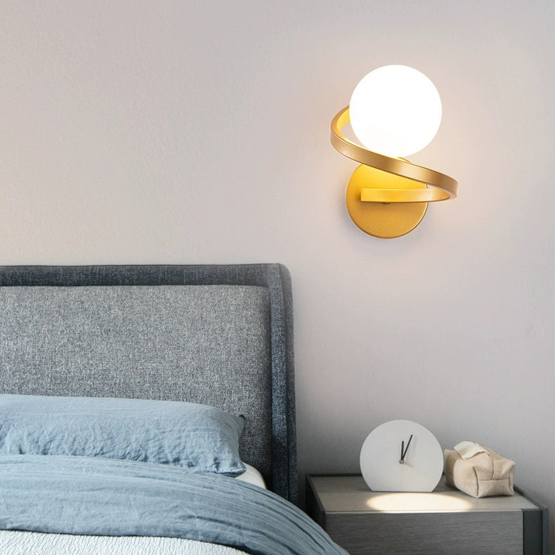 Modern Simplicity Wall Sconce – 1-Light Iron & Glass Sphere Lamp for Bedroom