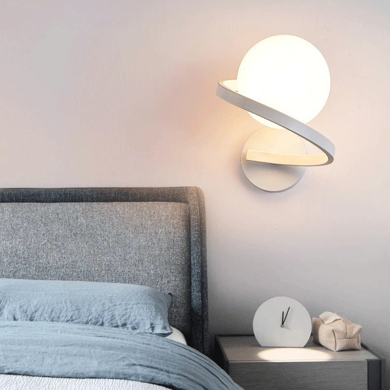 Modern Simplicity Wall Sconce – 1-Light Iron & Glass Sphere Lamp for Bedroom