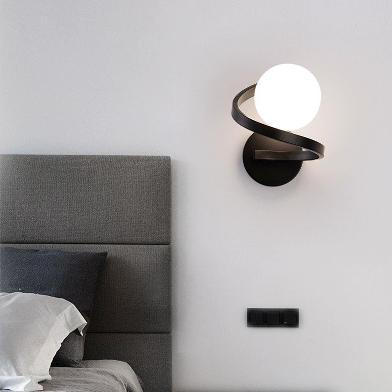 Modern Simplicity Wall Sconce – 1-Light Iron & Glass Sphere Lamp for Bedroom