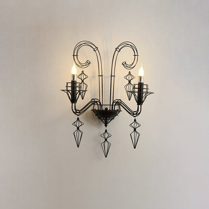 Modern Curved Wall Sconce – 1-Light Iron & Glass Lamp with Horn-Inspired Design for Bedroom