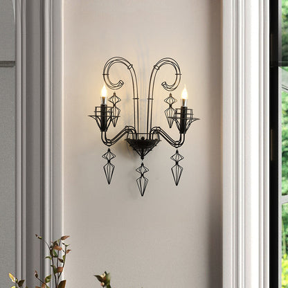 Modern Curved Wall Sconce – 1-Light Iron & Glass Lamp with Horn-Inspired Design for Bedroom