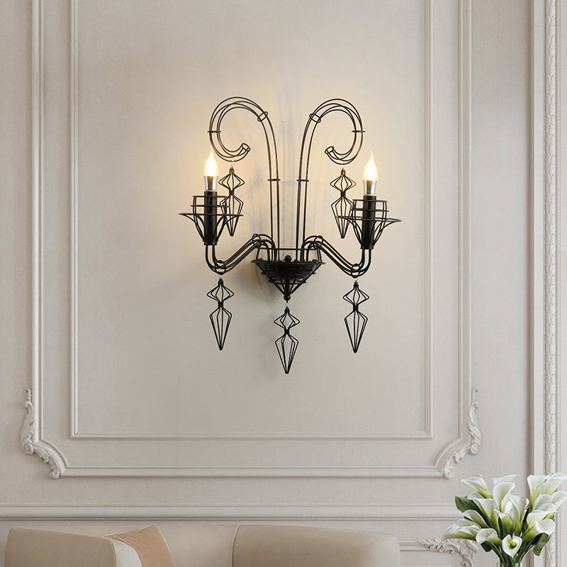 Modern Curved Wall Sconce – 1-Light Iron & Glass Lamp with Horn-Inspired Design for Bedroom