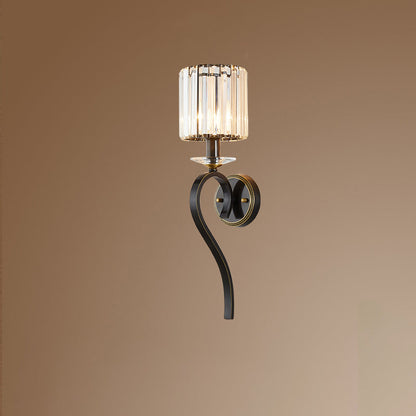 French Cylinder Wall Sconce – 1-Light Copper & Glass Lamp for Bedroom
