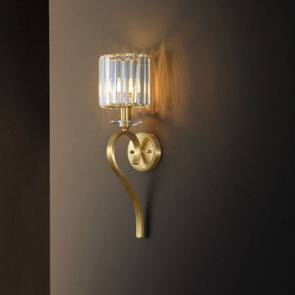 French Cylinder Wall Sconce – 1-Light Copper & Glass Lamp for Bedroom