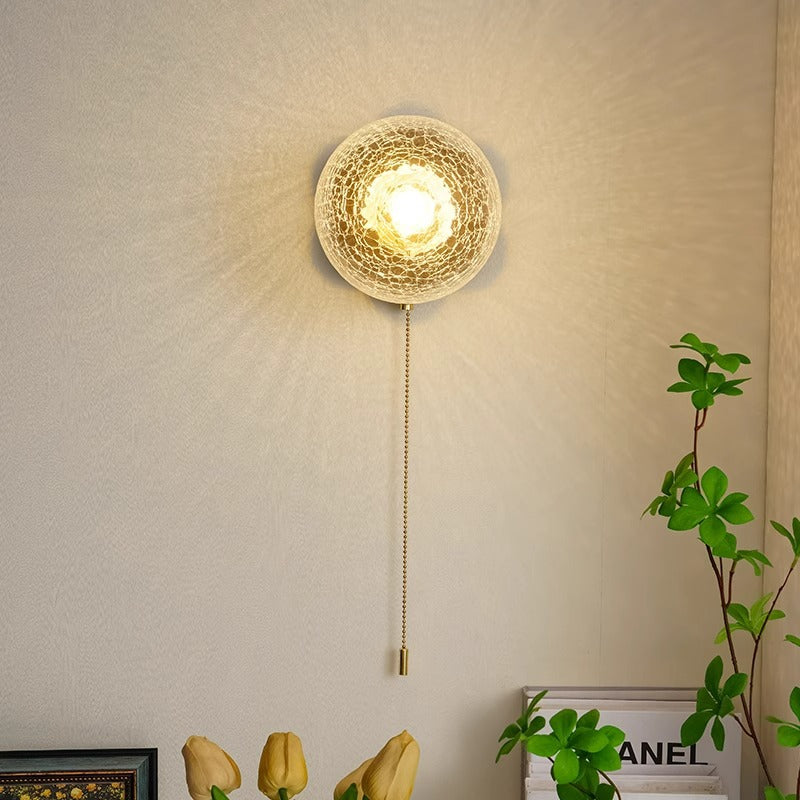 French Floral Wall Sconce – 1-Light Ash Wood & Glass with Flower-Shaped Base for Bedroom