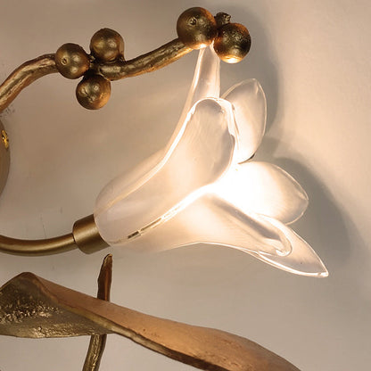 Contemporary Creative Flower Wall Sconce – 6-Light Copper & Crystal Lamp for Living Room