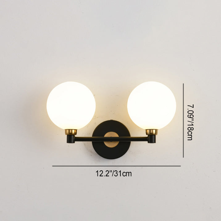 Modern Minimalist Wall Sconce – 2-Light Iron & Glass Globe Lamp for Bedroom