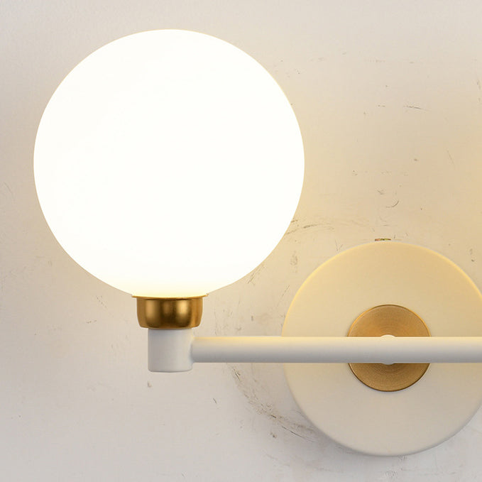 Modern Minimalist Wall Sconce – 2-Light Iron & Glass Globe Lamp for Bedroom