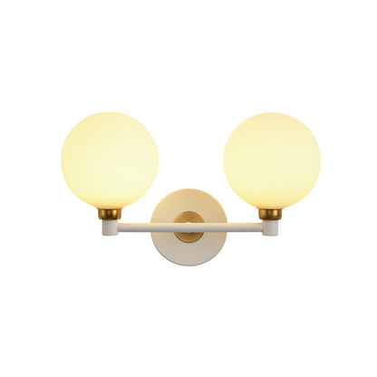 Modern Minimalist Wall Sconce – 2-Light Iron & Glass Globe Lamp for Bedroom