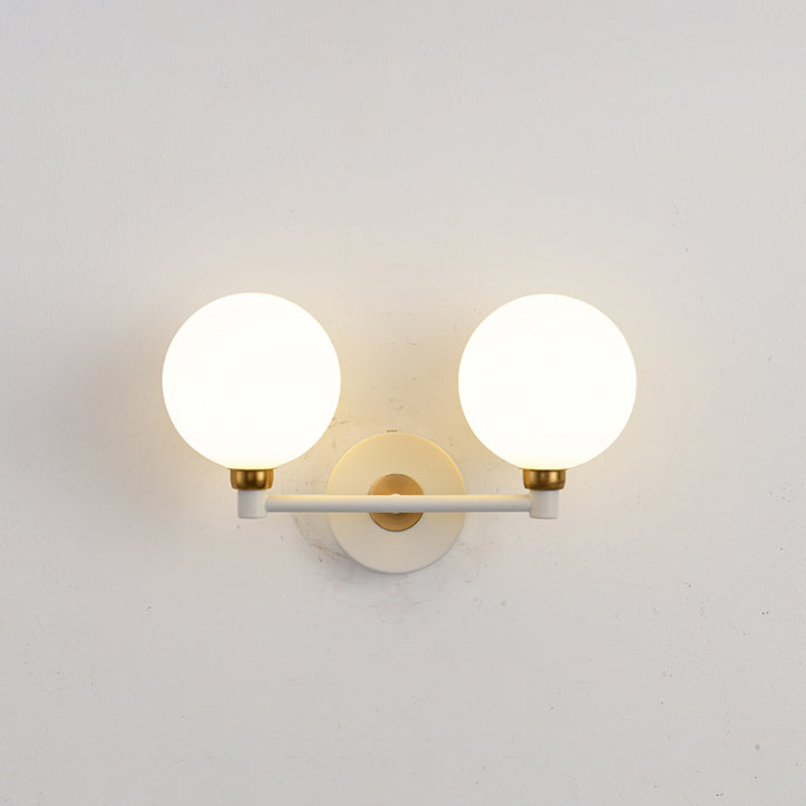 Modern Minimalist Wall Sconce – 2-Light Iron & Glass Globe Lamp for Bedroom