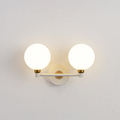 Modern Minimalist Wall Sconce – 2-Light Iron & Glass Globe Lamp for Bedroom
