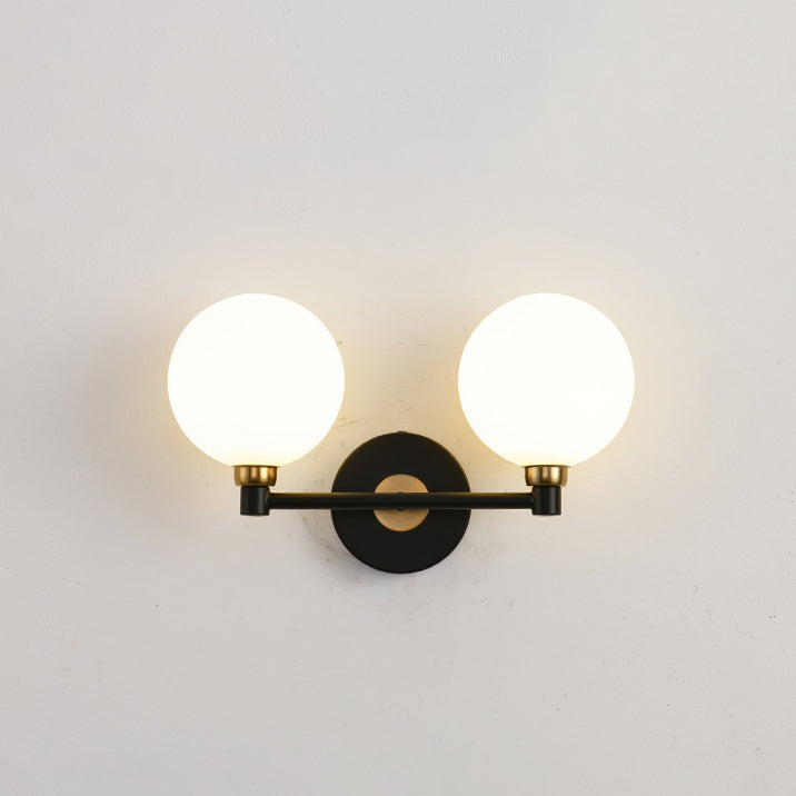 Modern Minimalist Wall Sconce – 2-Light Iron & Glass Globe Lamp for Bedroom