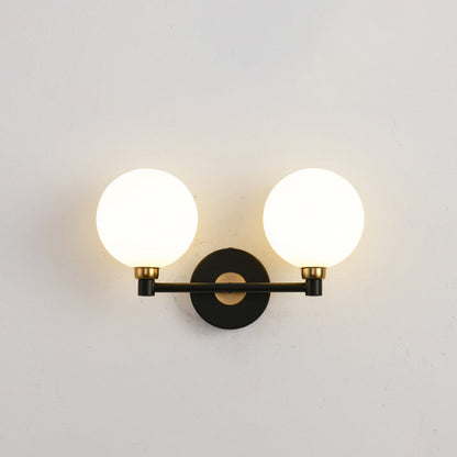 Modern Minimalist Wall Sconce – 2-Light Iron & Glass Globe Lamp for Bedroom