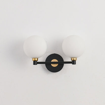 Modern Minimalist Wall Sconce – 2-Light Iron & Glass Globe Lamp for Bedroom