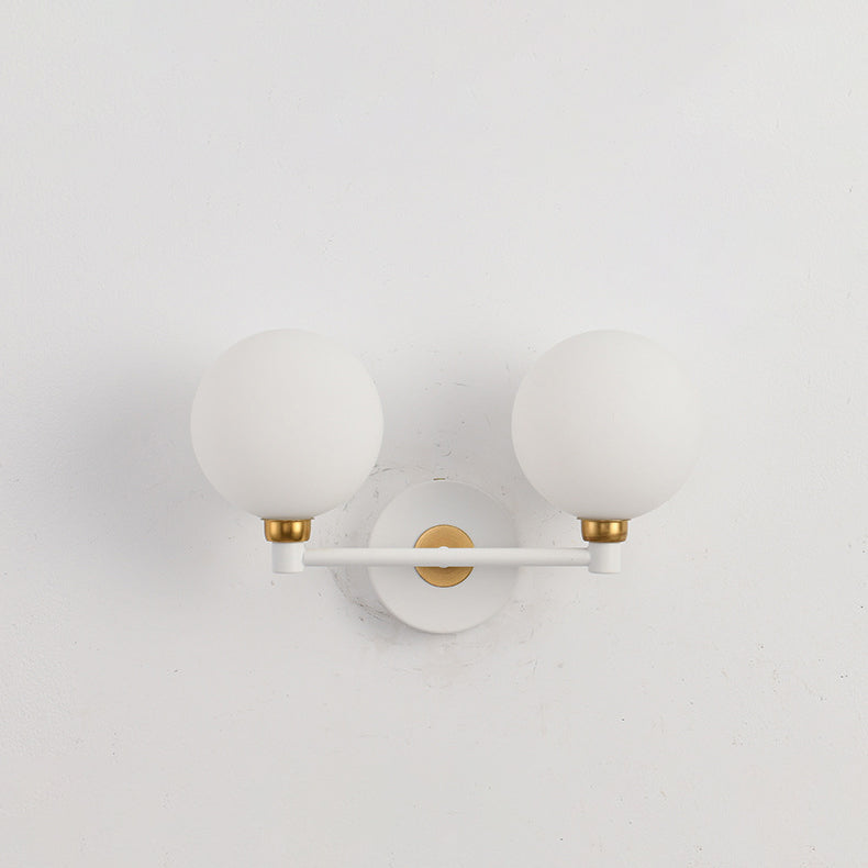 Modern Minimalist Wall Sconce – 2-Light Iron & Glass Globe Lamp for Bedroom