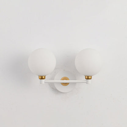 Modern Minimalist Wall Sconce – 2-Light Iron & Glass Globe Lamp for Bedroom