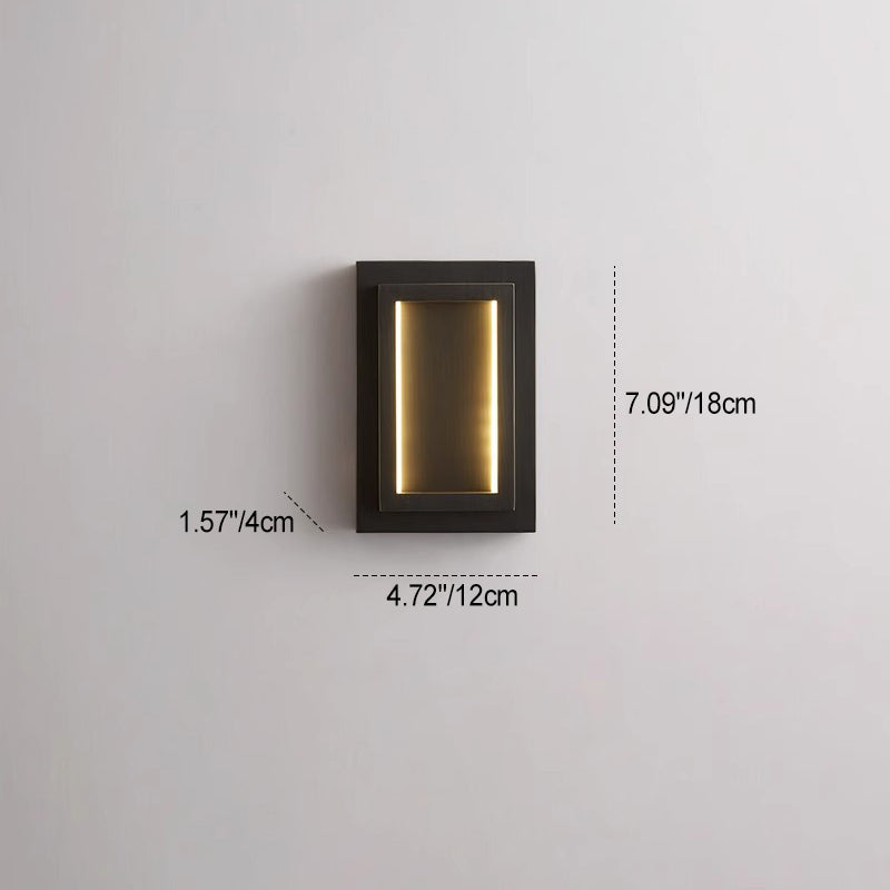 Modern Minimalist Wall Sconce – Rectangular Copper LED Lamp for Bedroom