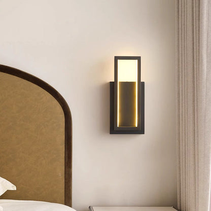 Modern Minimalist Wall Sconce – Rectangular Copper LED Lamp for Bedroom