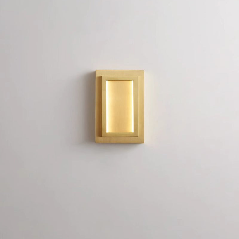 Modern Minimalist Wall Sconce – Rectangular Copper LED Lamp for Bedroom