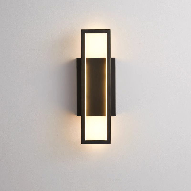 Modern Minimalist Wall Sconce – Rectangular Copper LED Lamp for Bedroom