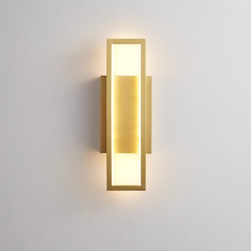 Modern Minimalist Wall Sconce – Rectangular Copper LED Lamp for Bedroom
