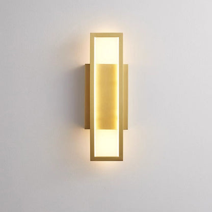 Modern Minimalist Wall Sconce – Rectangular Copper LED Lamp for Bedroom