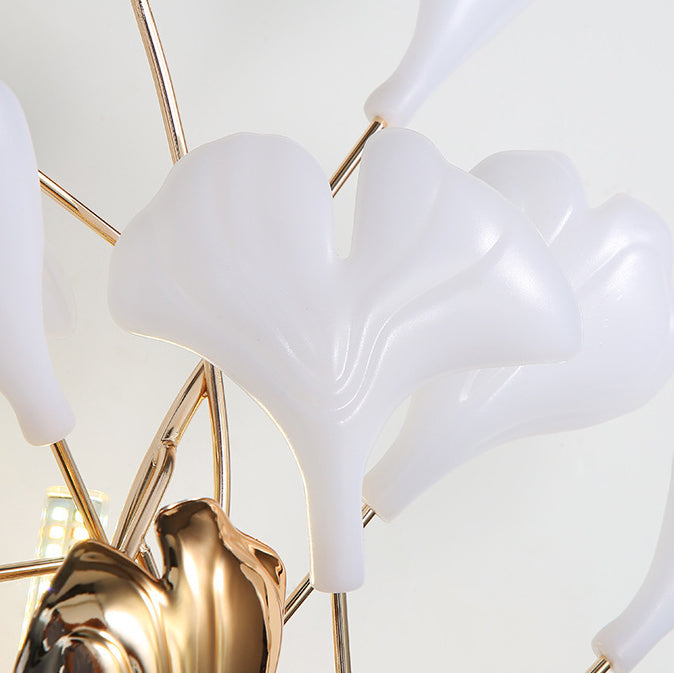 Modern Art Deco Wall Sconce – 2/3-Light Ceramic Ginkgo Biloba Lamp for Bedroom