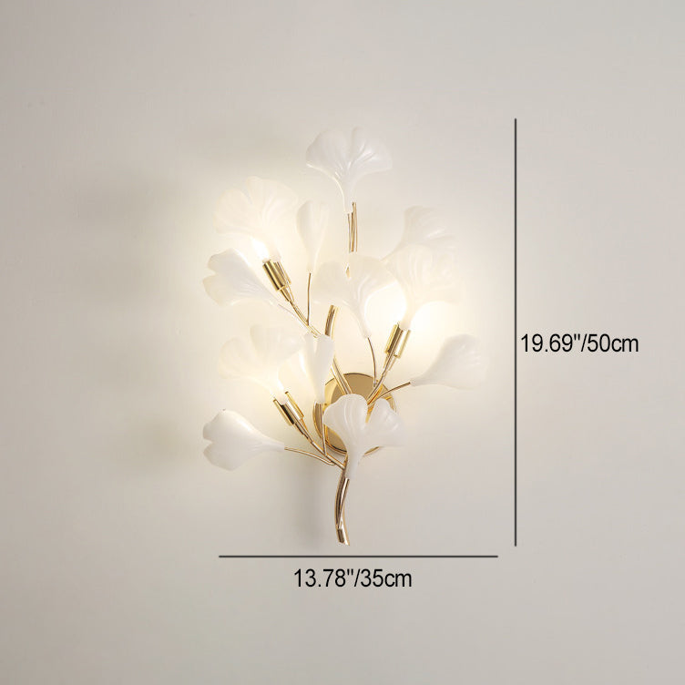 Modern Art Deco Wall Sconce – 2/3-Light Ceramic Ginkgo Biloba Lamp for Bedroom