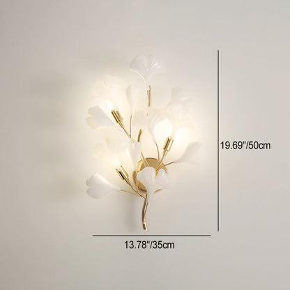 Modern Art Deco Wall Sconce – 2/3-Light Ceramic Ginkgo Biloba Lamp for Bedroom