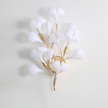 Modern Art Deco Wall Sconce – 2/3-Light Ceramic Ginkgo Biloba Lamp for Bedroom